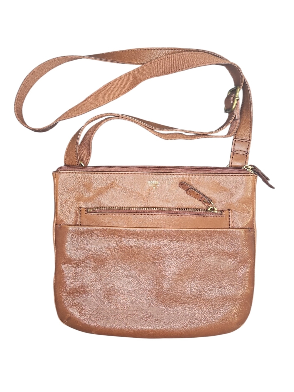 Fossil Tan Tessa Women's Leather Crossbody Bag Adjustable Strap Casual